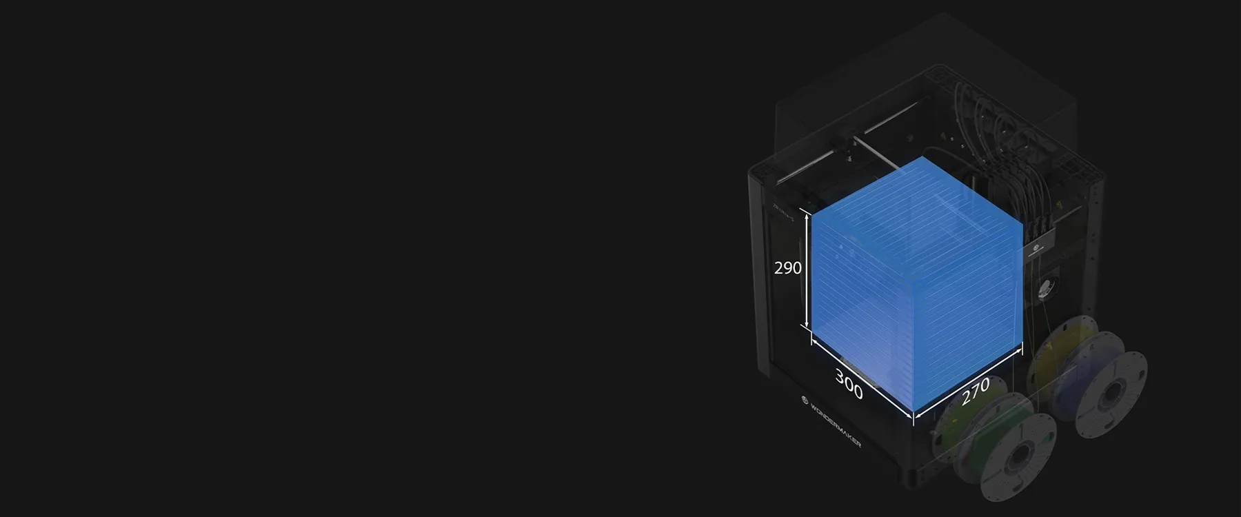 WonderMaker ZR Ultra-S baskı hacmi ve çok renkli sistem görseli